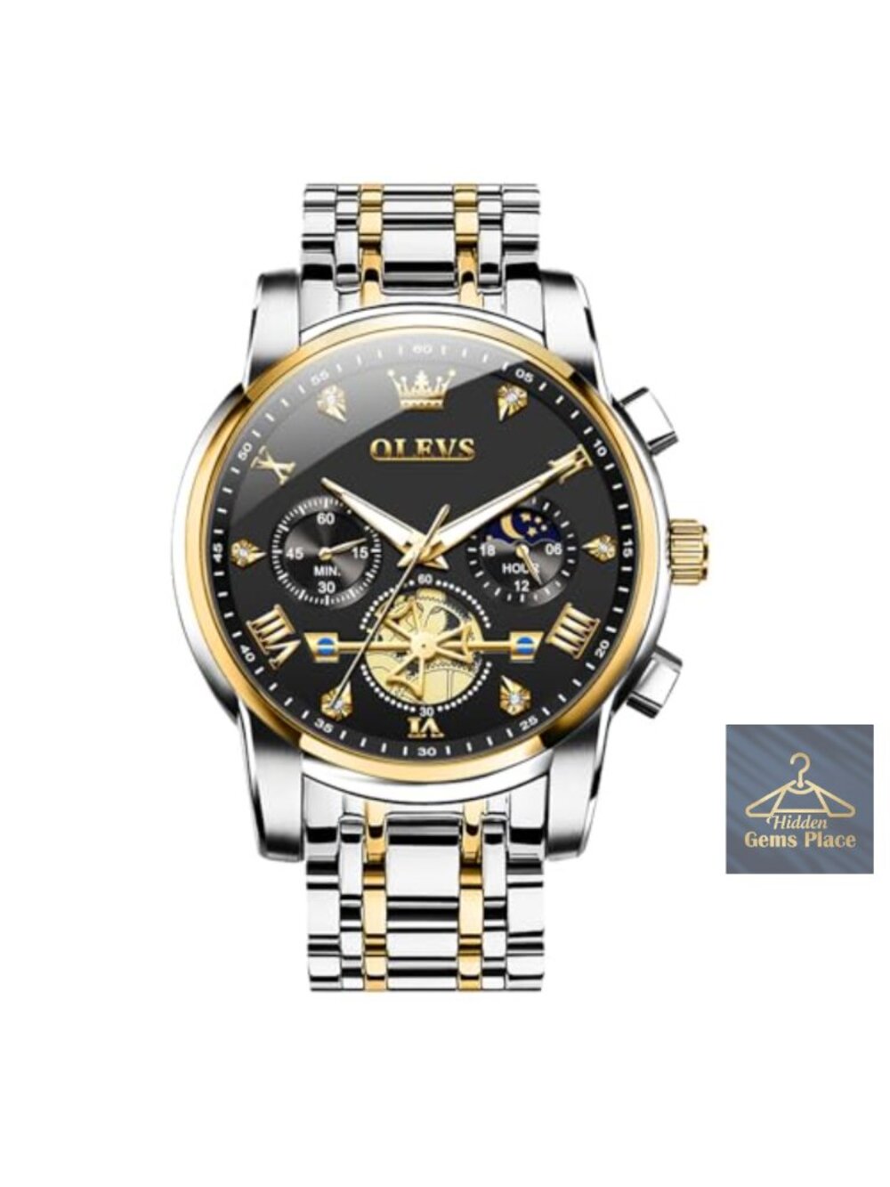 Stainless Steel Chronograph Quartz Dress Watch for Men
